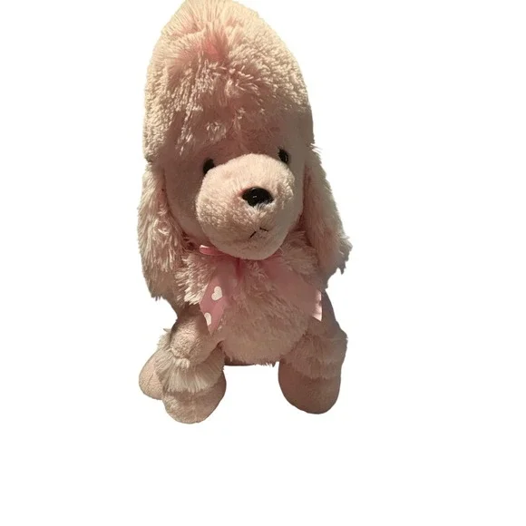 Dan Dee Pink Poodle Plush Stuffed Animal Heart Ribbon Shaggy Dog Toy - Picture 2 of 8